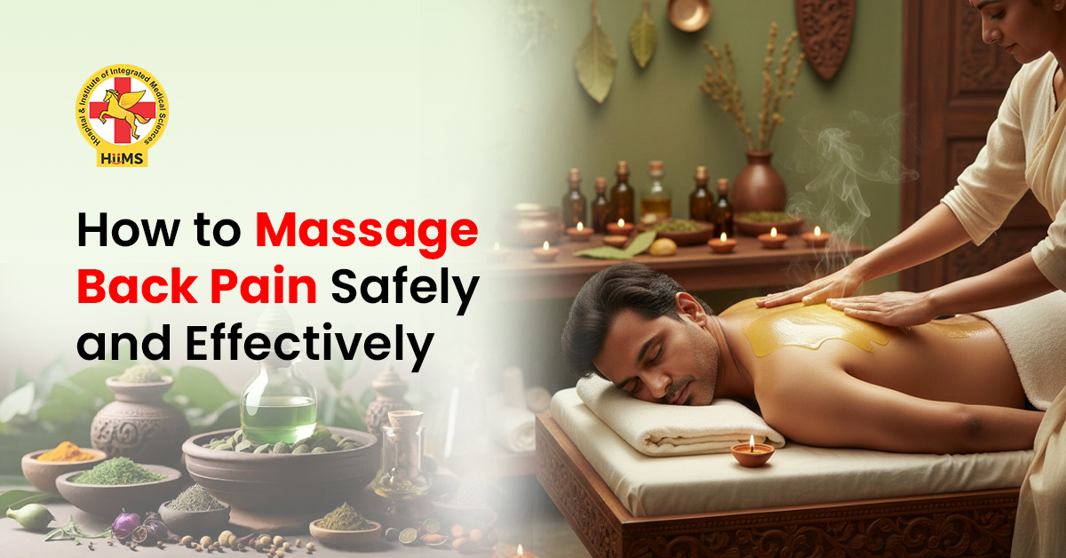 Person massaging back pain for stress and stiffness relief