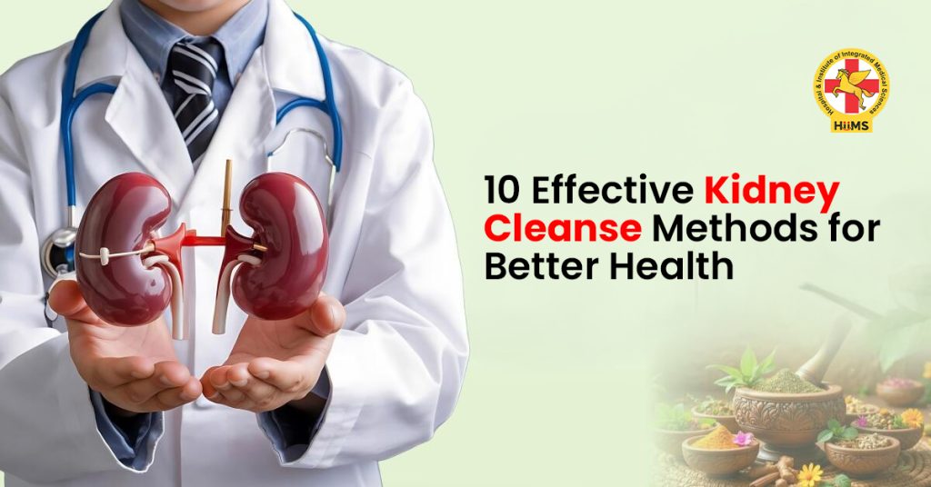 Kidney cleanse concept with water, fruits, and herbal remedies