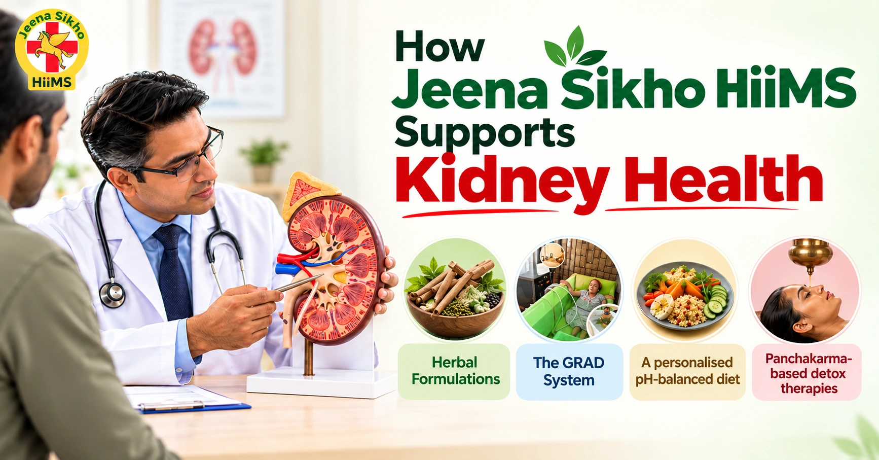 How Jeena Sikho HiiMS Supports Kidney Health Through Ayurveda, GRAD Therapy, Panchakarma, Herbal Support, and Lifestyle Changes