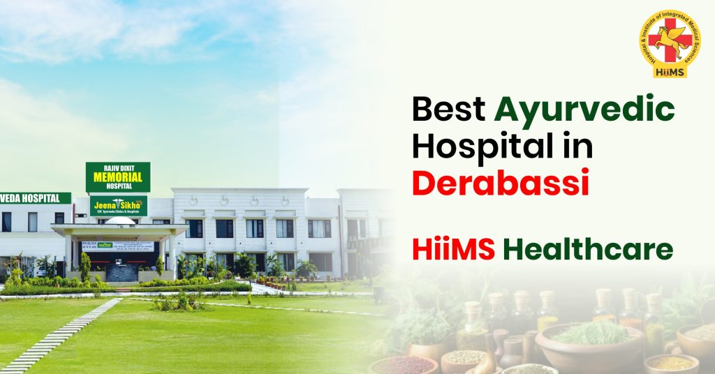 Front view of HiiMS Ayurvedic Hospital in Derabassi offering Panchakarma and holistic wellness treatments