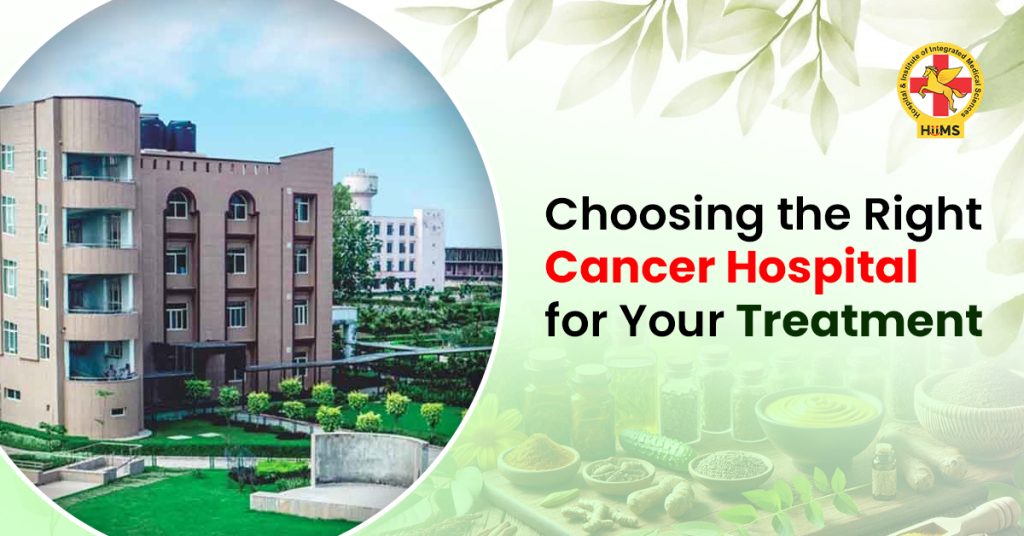 Modern cancer hospital building with advanced treatment facilities