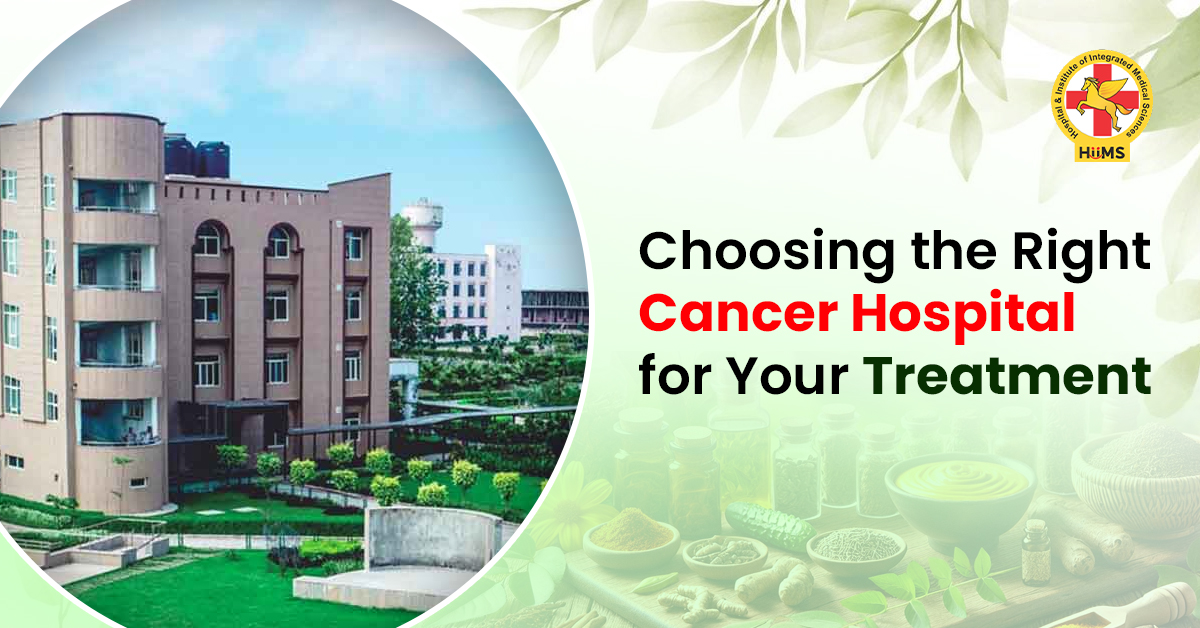 Modern cancer hospital building with advanced treatment facilities